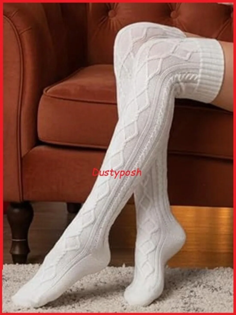 Cable Knit Over The Knee Socks Thigh High Long Boot Cozy Sweater OTK School Girl